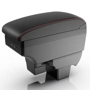Diseño de cargador USB deslizante de doble capa para coche de la UE, caja de consola de reposabrazos de coche de cuero pu negro para <span class=keywords><strong>Volkswagen</strong></span> <span class=keywords><strong>Polo</strong></span> 2020- <span class=keywords><strong>2023</strong></span> - Product Image 1