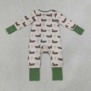LR3118 RTS Infant Baby Brown Deer Duck Camo Print <b>Kids</b> Wholesale Spandex/Cotton Winter Romper Short Sleeve Zipper Closure <b>Bubble</b> - Product Image 6