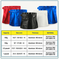 Sacs à café autoportants de forme spéciale en stock avec valve unidirectionnelle et fermeture éclair pour 100g 150g 1/2lb 1lb, finition mate OPP VMPET PE