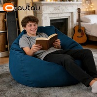 OTAUTAU Housse de pouf en tissu de lin doux, design japonais, forme goutte d'eau, une place pour adultes et enfants, vente en gros DD002