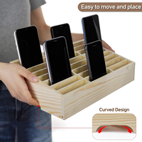 Boîte de rangement pour téléphones portables, 24 compartiments, simple, pour bureau, salle de classe, support de placement pour téléphones portables, boîte de rangement multi-grilles en bois