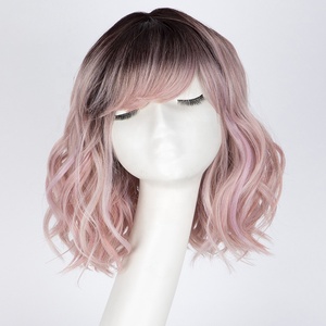 Tóc Giả Ngắn Xoăn Joedir Cho Nữ Da Đen Tóc Giả Màu Xanh Hồng Tóc Thẳng Sợi Tổng Hợp Chịu Nhiệt 12 Inch Cosplay Tổng Hợp - Product Image 3