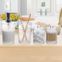 Ensemble d'accessoires de salle de bain en plastique : distributeur de savon, support et organiseur de brosses à dents