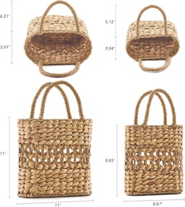 ชุดตะกร้าแขวนธรรมชาติ2ใบตะกร้าสานมือผักตบชวาสานสำหรับเก็บของเล่นในบ้านผู้ผลิตเวียดนาม - Product Image 6