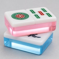 Tuiles de Mahjong Américain en Acrylique Transparent Couleur Gelée – Ensemble de 166 Tuiles Gravées au Laser à Coins Arrondis