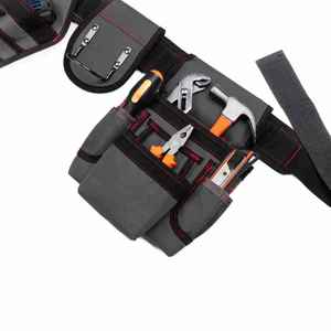 เข็มขัดเครื่องมือมืออาชีพพร้อมกระเป๋า 25-29 ช่อง สายรัดปรับได้ รับน้ำหนักได้ 200 ปอนด์ สำหรับช่างติดตั้ง - Product Image 1