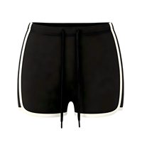 Shorts tricotés taille haute pour femme, style rétro, avec bordure contrastante et cordon de serrage, extensibles dans 4 directions, séchage rapide, respirants, effet sculptant, pour le sport, le yoga et la ville