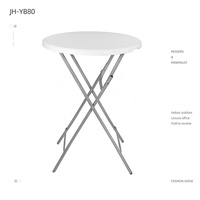Table de cocktail pliante ronde en plastique de 80 cm de diamètre pour fêtes