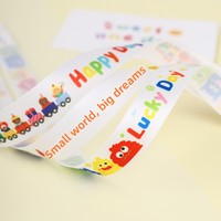 Rubans en coton multicolores ludiques style dessin animé mignon Modèle 2B33 pour gâteaux d'anniversaire d'enfants, cadeaux et décorations de fête de maternelle