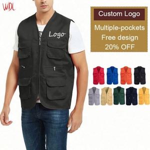 Gilet de travail cargo pour homme, grande taille, sans manches, respirant, anti-boulochage, avec plusieurs poches, logo personnalisé OEM, été - Product Image 1