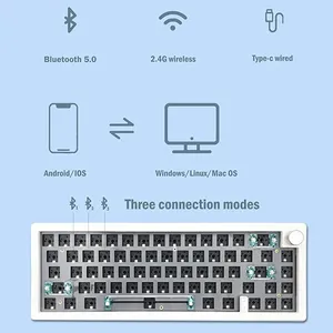 Kits de teclado mecánico para juegos, dispositivo retroiluminado personalizado con 67 teclas, BT, 2,4G, cable, bricolaje, intercambiable - Product Image 3