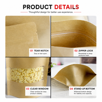 Sachet Doypack Personnalisé en Papier Kraft avec Fenêtre Transparente et Fermeture Zip Refermable pour Emballage Alimentaire (Noix, Thé, Snacks, Épices, Fruits Secs)
