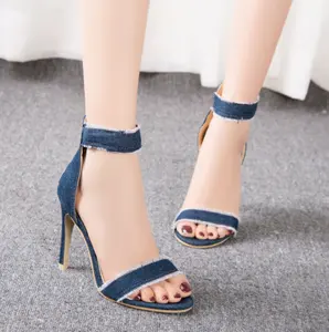 Cy30575a Blue Denim Schnallen riemen Schuhe High Heel Sandalen Mode Sexy Stiletto Damenschuhe