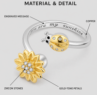 Bague anti-stress et anti-anxiété pour femme, modèle 2026, motif tournesol et abeille, coupe ovale, ajustable et rotative