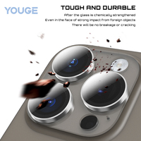 YOUGE Protecteur d'appareil photo en verre trempé pour iphone 16 Pro Max Étui de protection d'objectif d'appareil photo