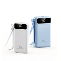 Batterie externe haute capacité 30000 mAh avec câble Type-C intégré, charge ultra-rapide 45W, lampe torche portable 20000 mAh avec écran pour iPhone