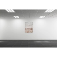 Impression sur toile roulée de peinture à l'huile abstraite beige personnalisée avec texture collée en relief sur le devant pour projets de décoration d'hôtels