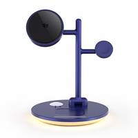 Chargeur magnétique sans fil 3-en-1 .2 25W avec charge rapide, veilleuse et support de téléphone pliable pour bureau