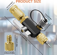Messing-HVAC-Ventilkern-Entferner und -Installationswerkzeug 1/4" 5/16" Doppelventil Vakuumgeeignet 20 Mikron Kompatibel mit R32/R410A/R22/R12/R407