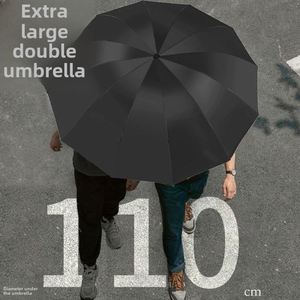 Parapluie de soleil et de pluie double en vinyle, extra large, pliable, à commande manuelle, pour hommes, protection contre la pluie pour 2-3 personnes, idéal pour les affaires - Product Image 5