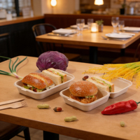 Boîte à hamburger écologique de 4 pouces et 6 pouces, contenants d'emballage alimentaire biodégradables, boîte d'emballage jetable R888