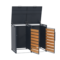 Poubelle extérieure personnalisée en tôle galvanisée de 120L/240L avec tige hydraulique intégrée, structure de toit de cabine