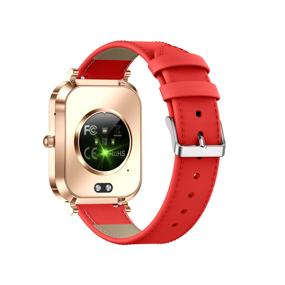 Red leather strap