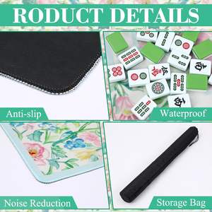 Tapis de mahjong floral antidérapant avec sac de transport pour cartes de poker et jeux de tuiles, couverture de table insonorisante, couleur <span class=keywords><strong>pastel</strong></span> - Product Image 3