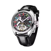 Montre mécanique à remontage manuel unisexe de luxe, squelette, avec tourbillon volant, aiguilles colorées effet diamant, en acier inoxydable, pour le dropshipping