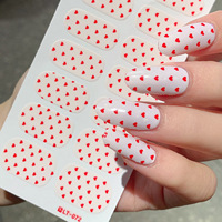 Autocollants pour ongles en gel UV, design cœur de la Saint-Valentin, 16 pièces, autocollants pour ongles à presser, emballage personnalisé, vente en gros OEM