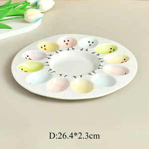 Bandeja Moderna Redonda de Cerámica Blanca con Forma Irregular para <span class=keywords><strong>Huevos</strong></span> Rellenos/Aperitivos, Ideal para Fiestas <span class=keywords><strong>en</strong></span> la Cocina y Almacenamiento <span class=keywords><strong>en</strong></span> <span class=keywords><strong>el</strong></span> Refrigerador - Product Image 5