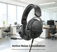 LDON 547 Penjualan Langsung Pabrik USB Dynamic Driver Gaming Over-Ear Headphones Mikrofon Headset Custom Fit Active Noise
