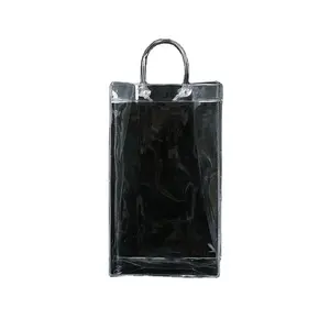 批发PVC花塑料手提袋创意设计透明便携花束花礼品包装pvc花手提袋