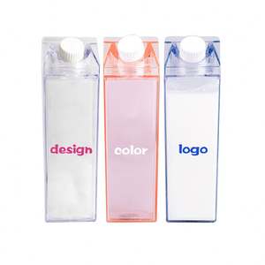 Bouteille d'eau carrée élégante pour enfants, 500 ml, transparente, multicolores, tasse à thé et à café, eau - Product Image 5