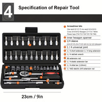 AIRAJ 8036 Jeu d'outils de réparation automobile en acier inoxydable avec tournevis, clés à molette, rallonges et étui rigide