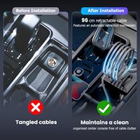 Hub USB Volvo XC60/XC90/S90/V90/S60/V60, station d'accueil pour console centrale avec charge rapide, câbles rétractables doubles, chargeur de voiture