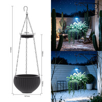 Lampe solaire d'extérieur pour patios et balcons ; Décoration suspendue imperméable en forme de pot de fleurs/jardinière, allumage/extinction automatique facile