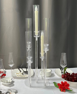 Đám cưới trang trí đạo cụ sàn lớn Chân nến giá rẻ cao gốc 5 cánh Tay Acrylic candelabra centerpieces - Product Image 4