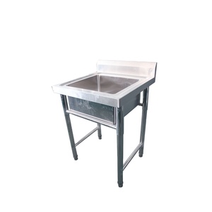 อ่างล้างจานสแตนเลสสำหรับงานจัดเลี้ยงเชิงพาณิชย์ ขนาด 60*60*90 ซม. แบบอ่างเดี่ยว ผิวขัดเงา เคลือบสีฝุ่นเกรดอาหาร พร้อมร่องระบายน้ำ - Product Image 5