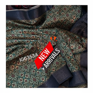 Saree en soie de créateur avec imprimé de fleurs et belle rose Jari Weaving - Product Image 1