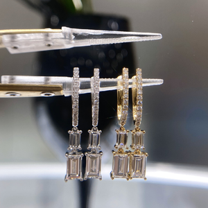 <span class=keywords><strong>Pendientes</strong></span> de gota de <span class=keywords><strong>oro</strong></span> auténtico con aros de nuevo estilo, joyería fina de diamante cultivado en laboratorio, <span class=keywords><strong>pendientes</strong></span> de gota de aro con cierre inglés para mujer - Product Image 1