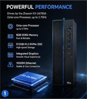 PC Kantor Enterprise Zhaoxin KX U6780A 8 Core 2.7GHz Kustom, RAM 16GB, SSD NVMe 512GB, Casing Kompak 8L, Dilengkapi Kit Layar