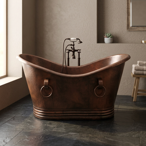 Copper Rectangle <b>Bath</b> Tub Free Standing Skirted Base Double Slipper <b>Foldable</b> Durable Eco-Friendly - Indian Home Crafts - Product Image 1