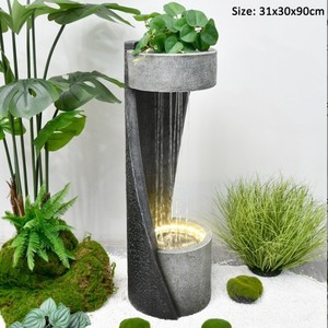 Fontaine d'eau extérieure à forme géométrique - Effet cascade, montage facile et faible entretien - Product Image 2