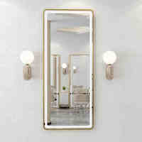 Miroir de salon de coiffure moderne en acier inoxydable avec miroir intelligent LED mural pour la coupe de cheveux et la coloration à chaud