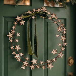 Rustic Metal Star Wreath With <b>Green</b> <b>Velvet</b> Bow Handmade Christmas Decorative Wreath Unlit Single Piece - Product Image 2