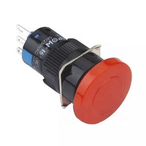Interrupteur à bouton-poussoir momentané à tête de champignon ONPOW 16 mm (LAS1-AY-11M/R/12V) (Dia. 16 mm (CE, CCC, ROHS, REECH) - Product Image 1