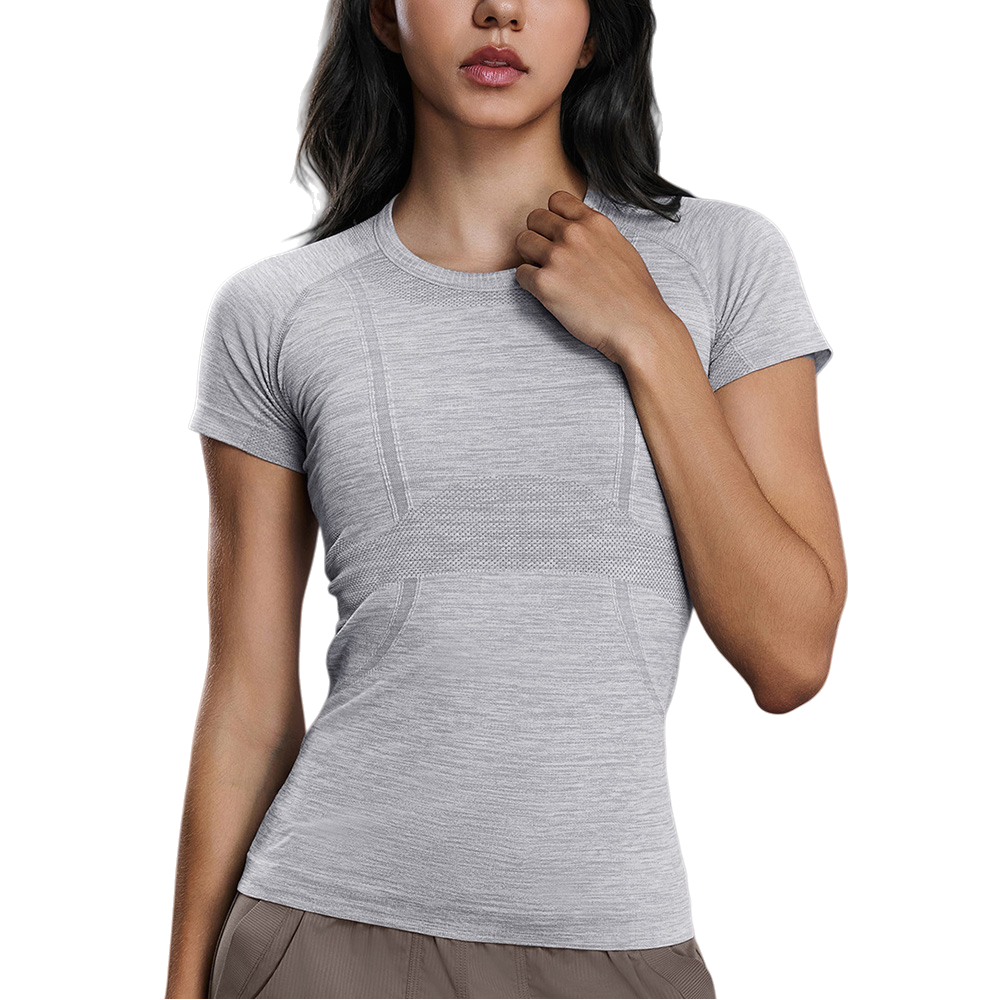 CIYING Women's Casual Lightweight Sports Short Sleeve Gym Fitness Wear Quick Dry Crew Neck Seamless Yoga Top Short Sleeve