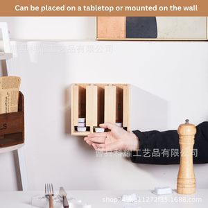 Bamboo <b>Sauce</b> Packet Holder 4-7 Compartments Rectangle Wall Mounted Easy To Clean Storage Rack For Kitchen - Product Image 4