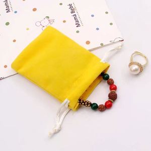 Sac à cordon en velours recyclé avec logo imprimé en soie pour téléphone portable et bijoux, vente en gros, différentes couleurs - Product Image 4
